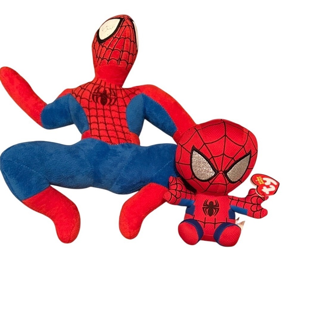Marvel Spider-Man Plush Toy Bundle Ty Beanie Baby Classic Spiderman Lot Red Blue